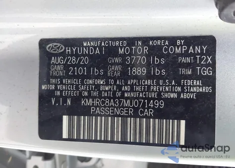 2021 Hyundai Venue Sel from USA, damaged, VIN KMHRC8A37MU071499